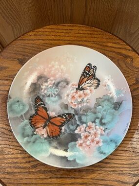 Decorative Butterfly Plate with Orange Monarchs